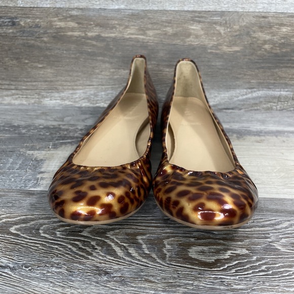 J. Crew sz 7 Tortoise Cece Patent Leather Ballet Flats Leopard Italy 49254 Sz 7 - Picture 4 of 11
